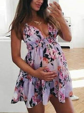 Load image into Gallery viewer, Floral Spring And Summer Sling Maternity Dress
