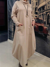 Load image into Gallery viewer, Fashion High Neck Pocket Long Sleeve Dress
