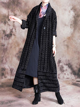 Load image into Gallery viewer, Cotton And Linen Striped Belt Women's Coat
