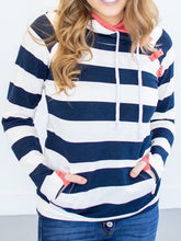 Load image into Gallery viewer, Casual Fashion Blue and White Striped Hoodie
