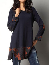 Load image into Gallery viewer, Fashion Stitching Printed Round Neck Women's Blouse
