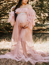 Load image into Gallery viewer, Maternity Bohemian Tulle Strapless Photography Dress
