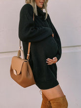 Load image into Gallery viewer, High Neck Long Sleeve Knit Maternity Dress
