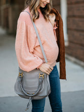 Load image into Gallery viewer, Half High Neck Puff Sleeve Maternity Tops
