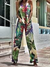 Load image into Gallery viewer, Fashion Printed Chiffon Suspender Trouser Suit
