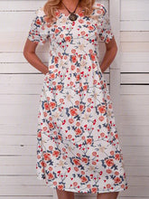 Load image into Gallery viewer, Round Neck Floral Short Sleeve Women's Casual Dress
