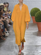 Load image into Gallery viewer, Ladies Fashion Casual Loose Deep V-Neck Tulle Long Sleeve Dress

