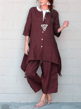 Load image into Gallery viewer, Women's Casual Solid Color Buttoned Linen Suit
