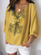 Load image into Gallery viewer, Women's Print V Neck Casual Cotton Shirts and Shorts Suit
