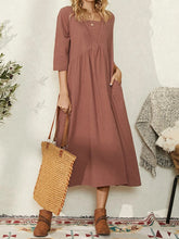 Load image into Gallery viewer, Cotton Linen Long Sleeve Waist Women's Dress
