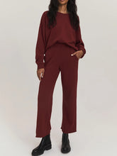 Load image into Gallery viewer, Fall/Winter Women Fashion Pure Color Pullover Tops And Pants Two-piece Suit
