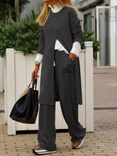 Load image into Gallery viewer, Fashion Split Top and Wide Leg Pants Suit
