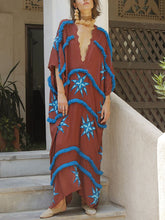 Load image into Gallery viewer, Boho Printed Fringed Holiday Dress

