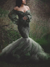 Load image into Gallery viewer, Tube Top Mesh Fishtail Maternity Dresses
