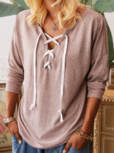 Load image into Gallery viewer, Cotton Lace-Up Long Sleeves Women's Tops
