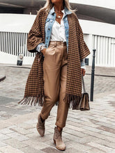 Load image into Gallery viewer, Fall/Winter Fashion Check Fringe Ladies Long Coat
