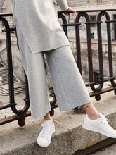 Load image into Gallery viewer, Fashion Warm Stand-up Collar Top and Wide-leg Pants Solid Color Suit
