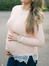 Load image into Gallery viewer, Maternity Casual Round Neck Pure Color Lace Knit Top
