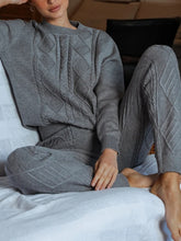 Load image into Gallery viewer, Fashion Comfy Loose Round Neck Knitted Tops and Trousers Women's Suit
