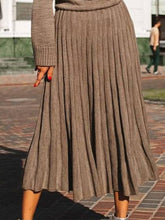 Load image into Gallery viewer, Autumn and Winter Fashion Warm High Neck Sweater and Wool Pleated Long Skirt Suit
