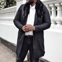 Load image into Gallery viewer, Black Fur Collar Button Men's Coats
