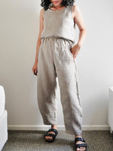 Load image into Gallery viewer, Cotton and Linen Vest and Wide-leg Pants Casual Suit
