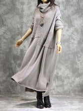 Load image into Gallery viewer, High Neck Stitching Knitted Dress
