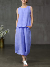 Load image into Gallery viewer, Women's Solid Color Linen Loose Casual Wide Leg Pants Suit
