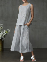 Load image into Gallery viewer, Women's Solid Color Linen Loose Casual Wide Leg Pants Suit
