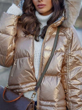 Load image into Gallery viewer, Fashionable Warm Fur Collar Hooded Cotton Jacket
