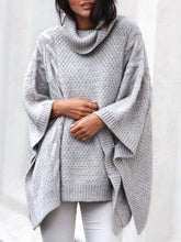 Load image into Gallery viewer, High Neck Knitted Casual Loose Cloak Sweater
