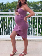 Load image into Gallery viewer, Pure Cotton Split Chest Wrap Maternity Dress
