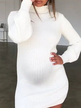 Load image into Gallery viewer, High Neck Knitted Maternity Dress
