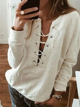 Load image into Gallery viewer, Women Fashion Fall/Winter V-Neck Long-sleeved Loose Tops
