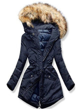 Load image into Gallery viewer, Fur Collar Hooded Long Sleeve Women's Coats
