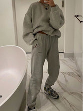 Load image into Gallery viewer, Fashion Casual Round Neck Top and Elastic Pants Suit
