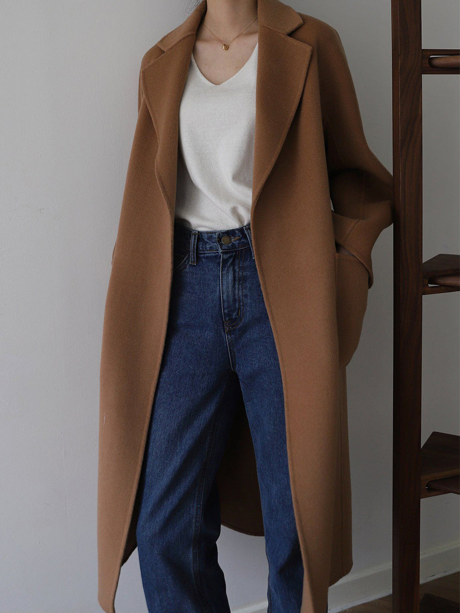 Autumn and Winter Casual Soft Lapel Long Coat