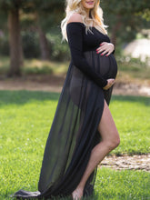 Load image into Gallery viewer, One Shoulder Long Sleeve Mesh Photo Maternity Dress

