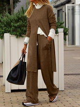 Load image into Gallery viewer, Fashion Split Top and Wide Leg Pants Suit
