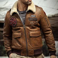 Load image into Gallery viewer, Fleece Lapel Air Force Jacket Men's Coat
