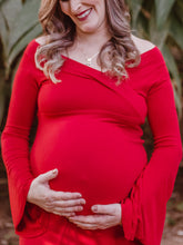 Load image into Gallery viewer, Slim Long-Sleeved Cotton Photo Maternity Dress
