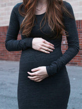 Load image into Gallery viewer, High Stretch Long Sleeve Maternity Dress
