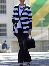 Load image into Gallery viewer, Black And White Striped Knitted Cardigan Women's Suits
