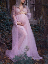 Load image into Gallery viewer, Maternity Sexy V-Neck Beaded Tulle Maxi Dress
