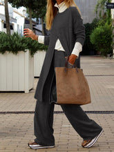 Load image into Gallery viewer, Fashion Split Top and Wide Leg Pants Suit
