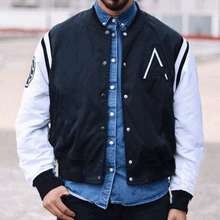 Load image into Gallery viewer, Casual Loose Fake Two-Piece Color Matching Men's Baseball Coat

