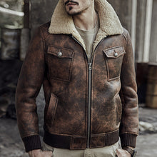 Load image into Gallery viewer, Fur Collar Zipper Button Pocket PU Coat Men Jackets
