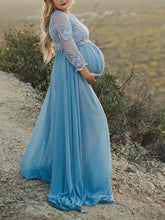 Load image into Gallery viewer, Elegant Lace Long-sleeved See-through Dress for Pregnant Women
