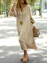 Load image into Gallery viewer, Women's Long Sleeve Round Neck Button Dress

