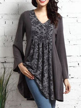 Load image into Gallery viewer, Fashion Printed V-neck Ladies Long Sleeve Top

